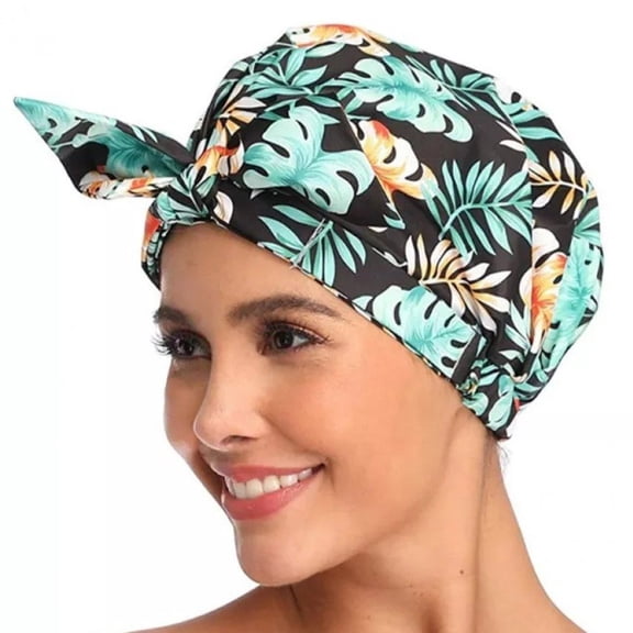 Waterproof Shower Cap Bath Cap With Adjustable Elastic Band Stylish Shower Cap For Women Long Thick Hair