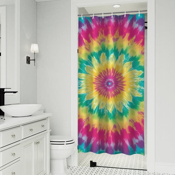 Colorful Rainbow Tie Dye Spiral Pattern Shower Curtain 36"x72" ,Bathroom Decorative Shower Curtains Set with 12 Hooks,Modern Waterproof Washable Shower Curtain