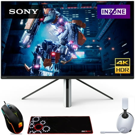 Sony 27" INZONE M9 4K HDR 144Hz Gaming Monitor (SDMU27M90) with Sony INZONE H9 Wireless Noise Cancelling Gaming Headset, White (WHG900N) and Deco Gear Wired Gaming Mouse and Extended Pro Mouse Pad