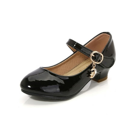 

Gomelly Girls Princess Shoe Closed Toe Mary Jane Ankle Strap Dress Shoes Comfort Pumps Performance School Black 1# 2Y