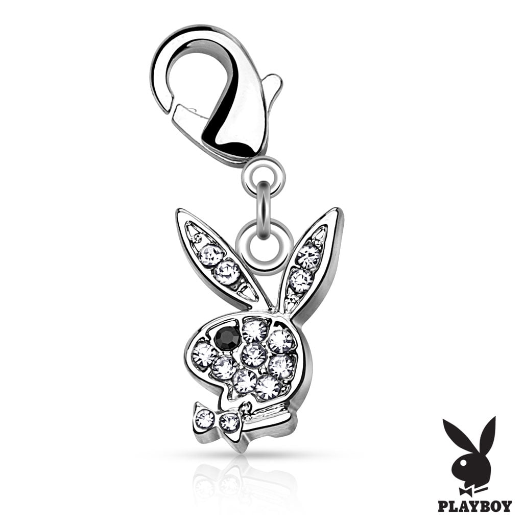 Silver Playboy Bunny CZ Phone Keychain & Zipper Pull Clip Attachment!!