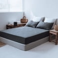 thumbnail image 5 of 100% Linen Fitted Sheet Stone Washed Solid Color - (1 Piece) 14 inch Deep Pocket Mattress Cover Soft Natural Breathable Farmhouse - Dark Grey, Queen Size, 5 of 7