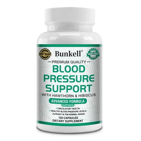 Blood Pressure Support with Hawthorn Berry, Hibiscus - Nitric Oxide with Vitamin B6 - Supports Healthy Blood Circulation & Heart Healthy Energy - 120 Capsules