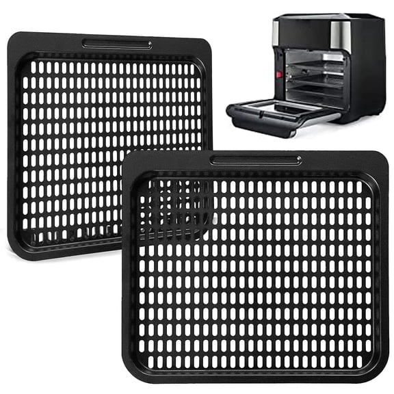 Air Fryer Cooking Tray for Instant Vortex Plus10 Quart Chefman 12 Quart, 2 PCS Food Grade Nonstick Replacement Rack Parts Grill Pan Crisper Plate