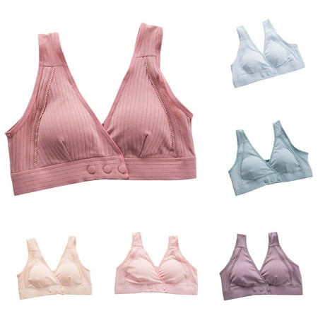 CFLVAEK Womens Nursing Bras Plus Size Wireless Maternity Bra Ultra Comfort Button Front Closure Bralette Ultra Comfortable Full Coverage Cotton Bras for Pregnancy Red XXL