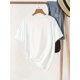 thumbnail image 2 of Flower Print T-shirt, Short Sleeve Crew Neck Casual Top For Summer & Spring, Women's Clothing, 2 of 4