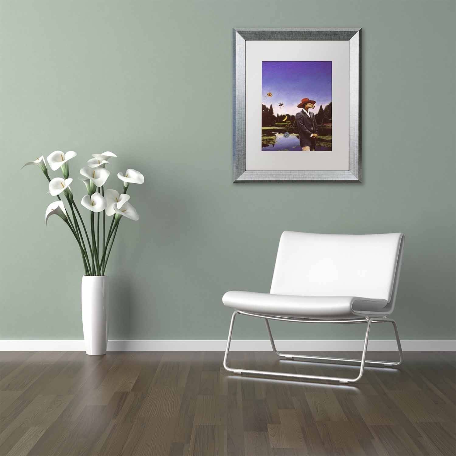 Trademark Fine Art 'Kangaroo Hat' Canvas Art by Nick Bantock, White Matte, Silver Frame
