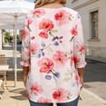 thumbnail image 5 of Craaazy Women's Plus Size Loose Fit Blouse, Printed 3/4 Sleeve Ruffle Tops, Comfy Casual Shirt for Spring & Summer Gifts, 5 of 7
