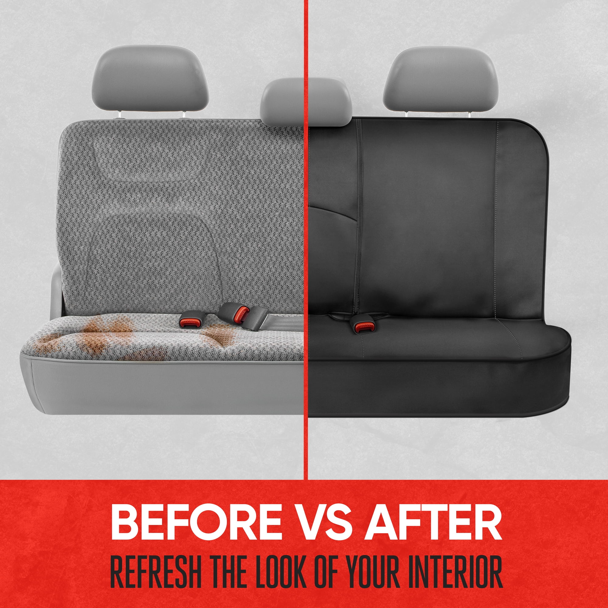 Motor Trend SpillGuard Waterproof Rear Split Bench Seat Covers for Trucks Rear Seat Cover Only - Black Car Seat Covers, Back Seat Covers Only - Durable Neoprene Spill Resistant for Kids & Dogs