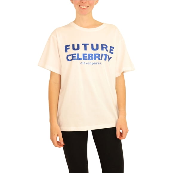 Elevenparis Womens Future Celebrity camiseta gráfica whiteblu S