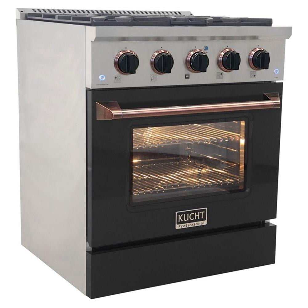 Pemberly Row 30" Stainless Steel Propane Gas Range in Rose Gold/Silver
