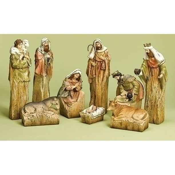 Roman 9 Pièces Inspiration Religieuse Nativité Scène de Bois Flotté Décoration de Noël