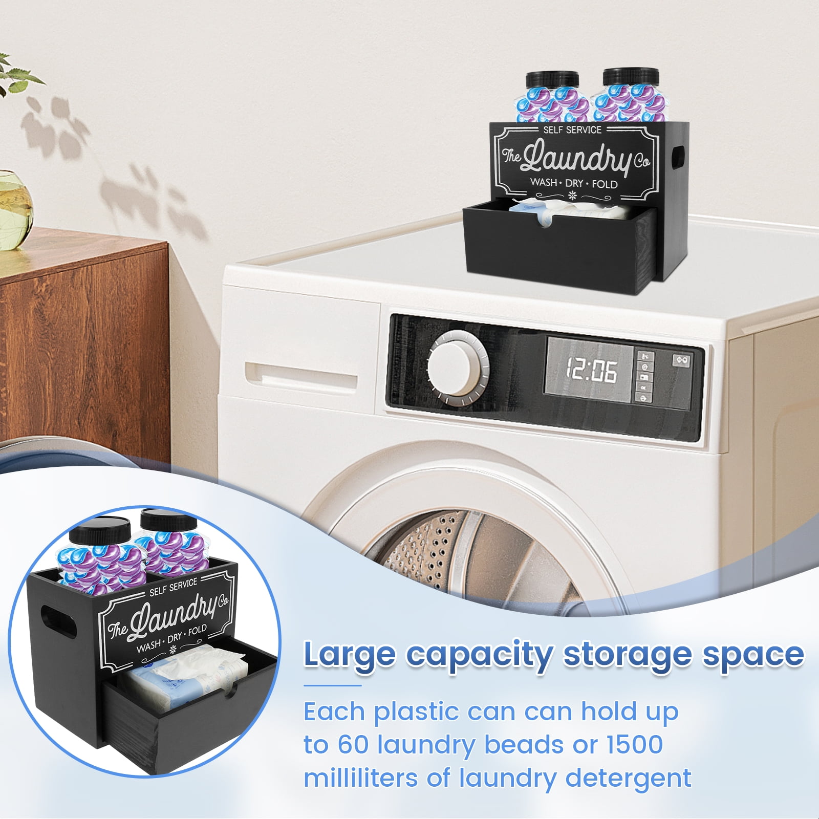 1 Unit 21 CM Solid Wood Laundry Dispenser Professional High Capacity Organization