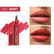 Palladio Lip Stain, Hydrating and Waterproof Formula, Matte Color Look, Longlasting All Day Wear Lip Color, Smudge Proof Natural Finish, Precise Chisel Tip Marker, Berry