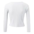 thumbnail image 7 of haxmnou women's open front knit cardigan cropped shrug sweater long sleeve short top white xxl, 7 of 7
