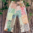 thumbnail image 5 of VNKIDY Womens Boho Patchwork Print High Waist Smocked Elastic Waist Wide Leg Pants Side Pocket Loose Fit Casual Trousers For Summer Daily Wear Pink XXXXL, 5 of 5