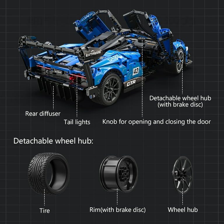 CaDA® DIY Racing Model Car Building Set C63003W Blue Knight, 2088