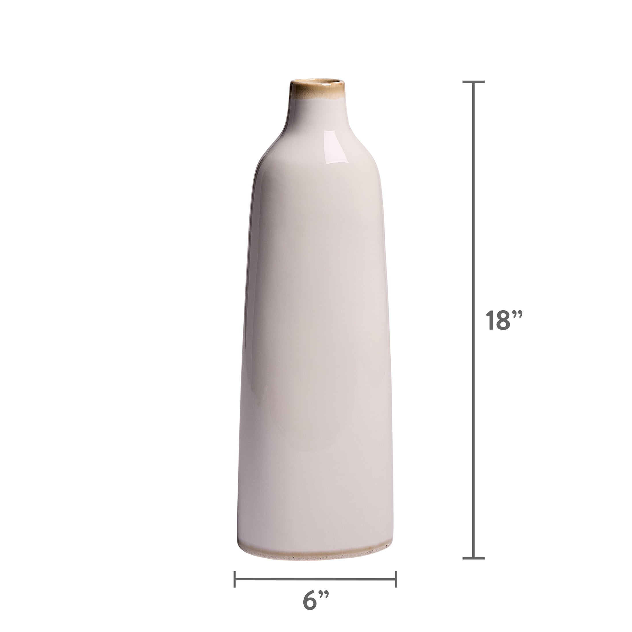 Better Homes & Gardens Indoor Vanilla Bottle Shaped Vase, 18 inch tall