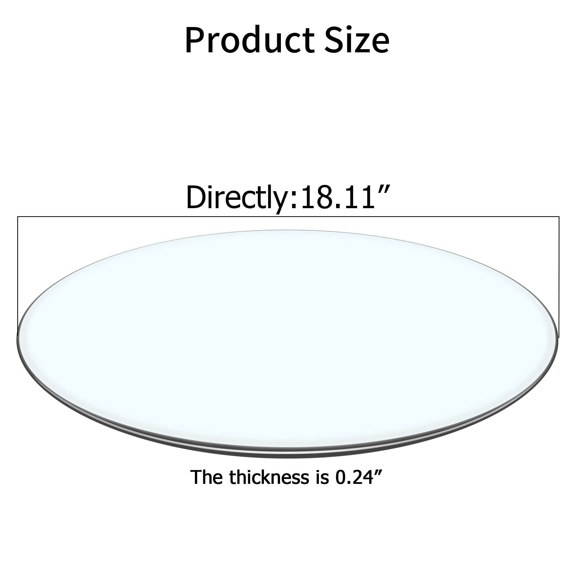 18 Inch Round Tempered Glass Table Top, 0.24" Thick Clear Transparent Glass Sheet with Smooth Polished Edge, Custom Replacement Glass Top for Coffee Tables & Side Tables
