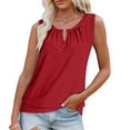 thumbnail image 4 of Kovlvoll Womens Tank Tops Keyhole V Neck Summer Eyelet Sleeveless Shirts Loose Casual Solid Color Basic Tee Top, 4 of 7