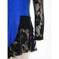 thumbnail image 6 of iEFiEL Kids Girls Figure Skating Competition Costume Ballet Lyrical Dancewear Floral Lace Patchwork Dance Dress Royal Blue 14, 6 of 7