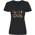 thumbnail image 3 of Inktastic Argyle Mardi Gras Women's V-Neck T-Shirt, 3 of 5