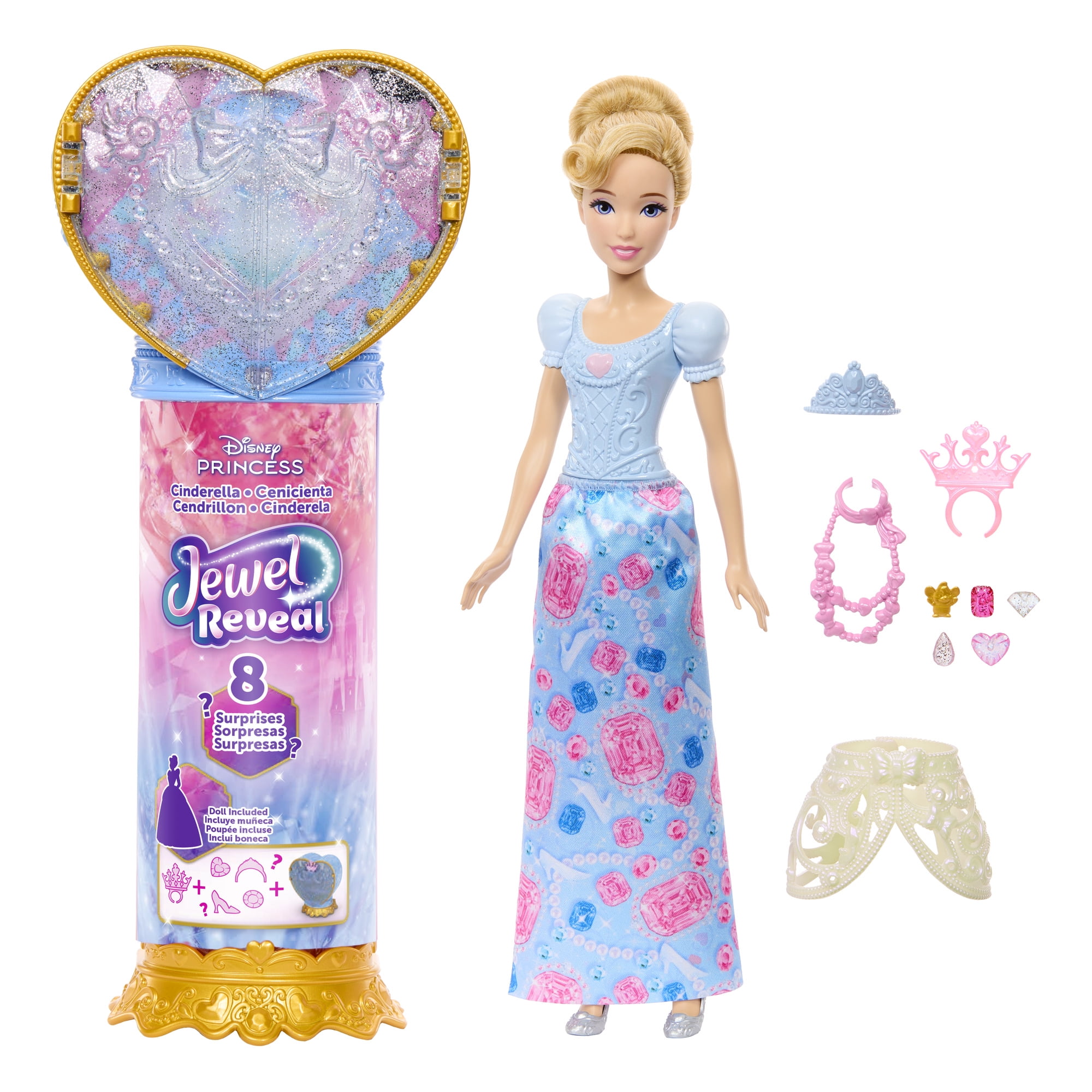 Disney Princess Jewel Reveal Fashion Doll with 8 Surprises Including Gem Box & 10 Accessories