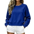 thumbnail image 2 of Women Cropped Sweatshirts Crew Neck Sweatshirt Raglan Long Sleeve Pullover Rib Cuff Side Pocket Fall Tops, M, 2 of 4