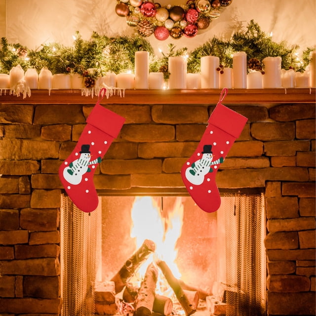 Wzzjkit Chaussettes de Noël Blanches et Rouges, Décoration de Noël Mignonne, Grands Sacs Cadeaux, Sacs à Bonbons
