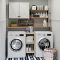 thumbnail image 5 of POLIHOME Laundry Room Wall Cabinet Wall Mounted Storage Cabinets with 2 Barn Doors and Adjustable Shelves, 24inch, 5 of 6