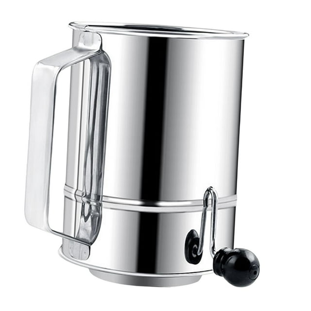 Taza de Hornear Gloria de Acero Inoxidable Mano Giratoria Tamiz de Harina 5 Copa