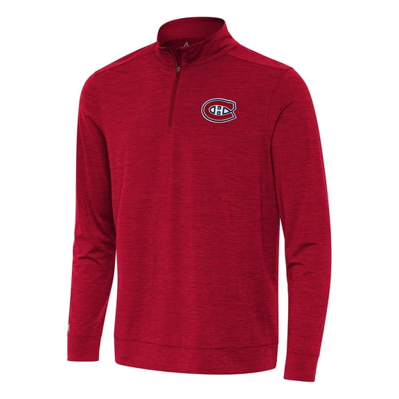 Men's Antigua Heather Red Montreal Canadiens Bright Quarter-Zip Top