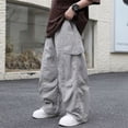 thumbnail image 2 of SJLDQY Boys Cargo Pants Elastic Waist Straight leg Baggy Pants Casual Streetwear Loose Trousers with Pockets, 2 of 6