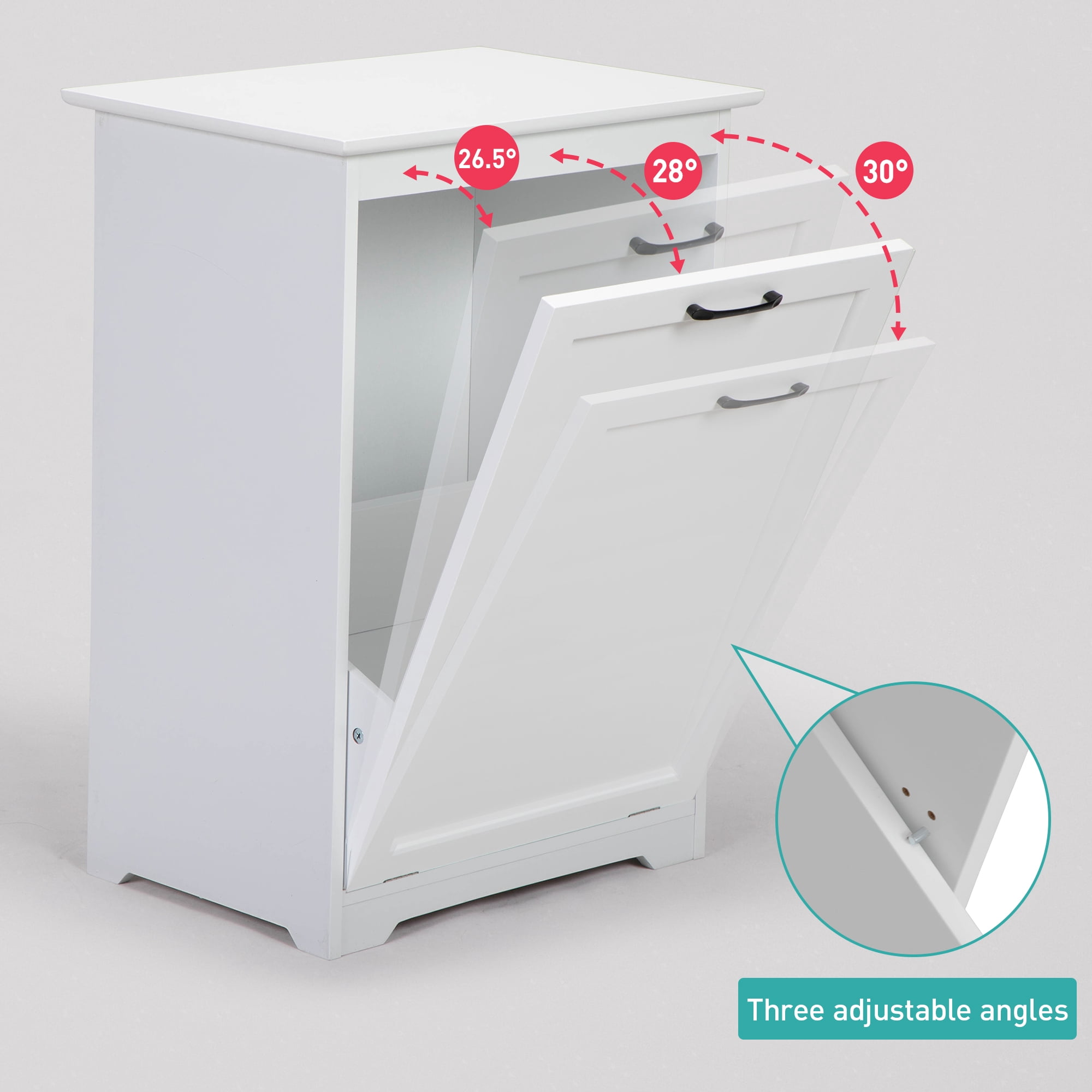JAXPETY 10 Gallon Tilt Out Trash Cabinet Kitchen Free Standing Storage Can Holder Garbage Recycling Cabinet Wood, White