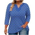 thumbnail image 2 of Rciityk 3/4 Sleeve Tops for Women Casual V Neck Polka Dots Printed Basic T-Shirts Summer Tops Fashion Plus Size Loose Fits Blouses, 2 of 5