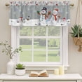thumbnail image 2 of Grey Snowman Christmas Curtain Valances for Windows, Kitchen Valance Window Treatments Panel 2 Pack, Xmas Snowflake Winter Ball Rod Pocket Short Curtains for Bathroom Bedroom 60 x 18 Inch, 2 of 8
