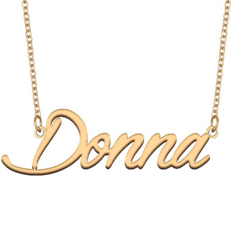  HUAN XUN Gold Stainless Steel Initial Charm Necklace