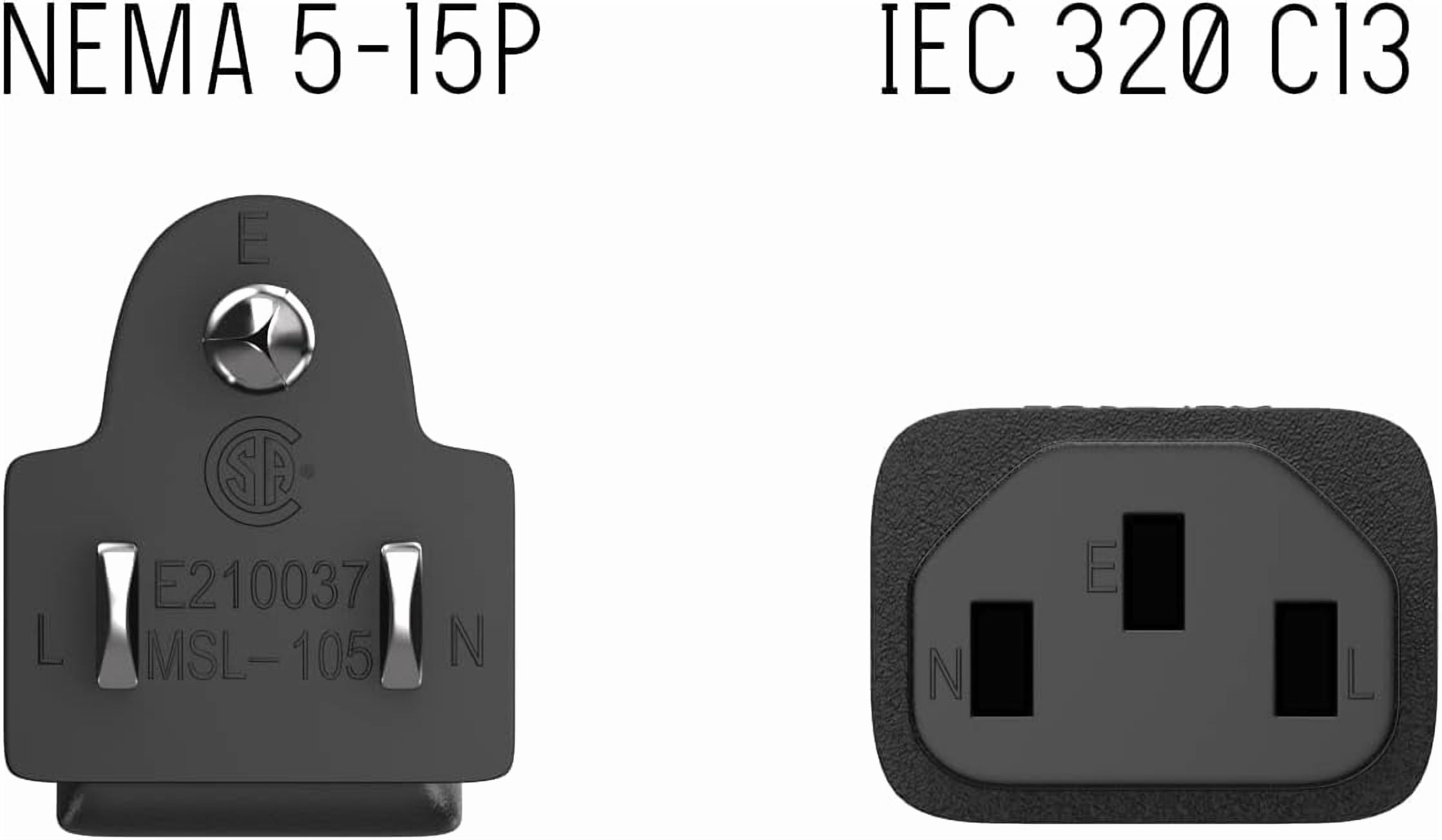 LujingZ Cable Leader 15ft 14AWG Computer Power Cord, NEMA 5-15P to IEC C13 AC Power Cable, Heavy Duty 3-Prong Replacement Power Cord for PC, Monitor, Printer, Server & TV - Black