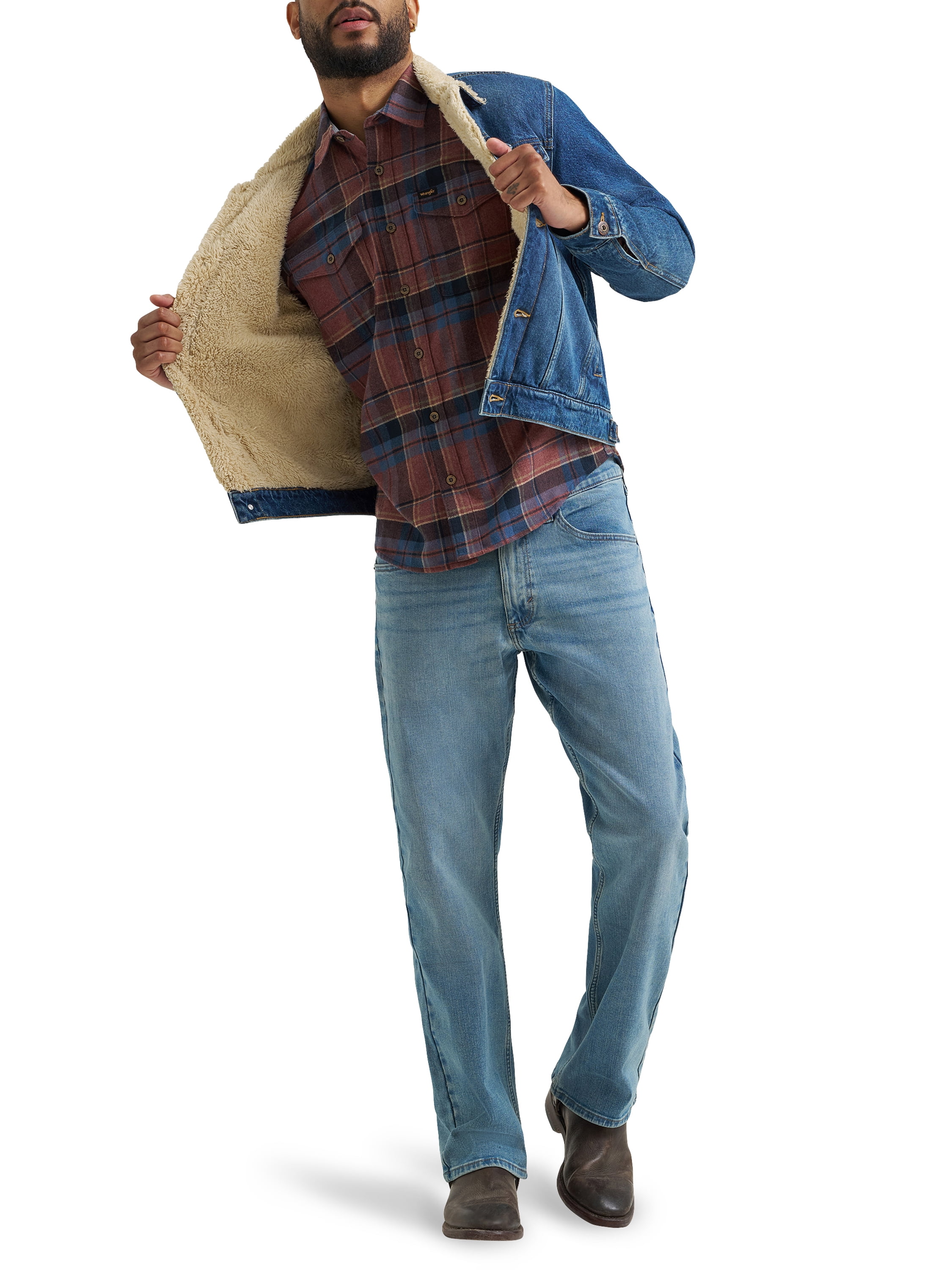 Wrangler® Men's and Big Men's Sherpa Lined Regular Fit Trucker Jacket, Sizes S-2XL