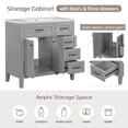 thumbnail image 4 of 36" Bathroom Vanity without Sink, Modern Storage Cabinet with Double Doors & 3 Drawers, Freestanding Rectangular Vanity with Solid Frame, Cabinet Base Only, Grey, 4 of 9