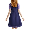 thumbnail image 3 of SROBPTY Robes pour Filles, Robe en Maille à Manches Courtes pour Fille, Taille Haute, Coupe Trapèze, Décontractée, Bleu Foncé, 7 Ans, 3 of 4