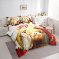 thumbnail image 3 of jejeloiu Happy New Year Bedding Comforter Set 7 Pieces,Christmas Religious-Themed Full Bedding Set,Marry Xmas Fitted Sheet Flat Sheet For Teens,Ultra Soft Home Decor Reversible, 3 of 8