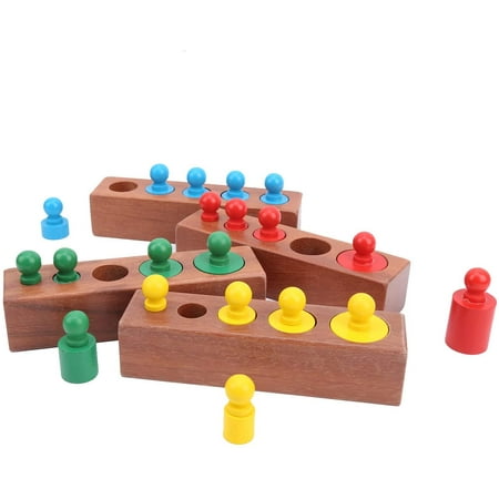 Cylinder Socket Toy, Montessori Sensory Toys Baby Cubes Sorting Wooden ...