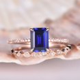 thumbnail image 2 of HeartsAndYou 1.3ct Natural Blue Sapphire Bridal Set Engagement Ring 100% 14k SOLID Rose Gold, 2 of 9