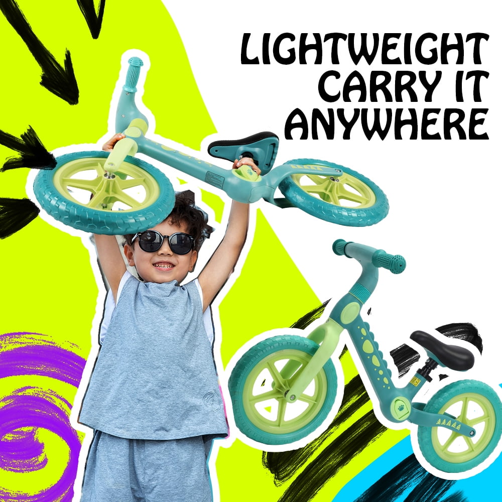 Hoverheart Dinosaur Balance Bike, No Pedal Kids Toys Baby Balance Bike Child Push Along Walking Bike (Blue)