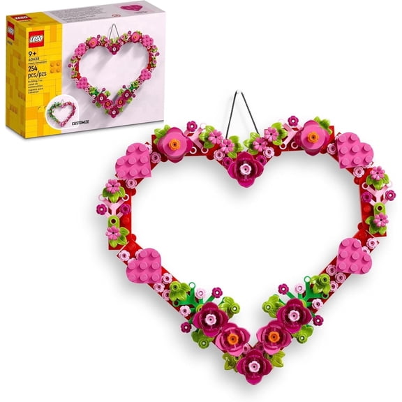 LEGO Heart Ornament Building Toy Set - Fun Arts and Crafts Idea for Girls and Boys, Ages 9 - Gift for Kids - Display on The Wall as Home Decoration - 40638