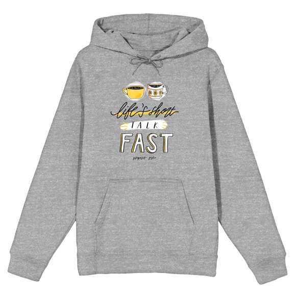 Gilmore Girls Life's Short Talk Fast Men's Athletic Heather Hoodie-Medium