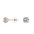 thumbnail image 5 of JeenMata 4 Prong 4 Carat Round Shaped Moissanite Solitaire Stud Earrings In 18K Rose Gold Plating Over Silver, 5 of 6