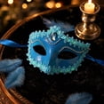 thumbnail image 3 of Blue Venetian Masquerade Mask for Women 7 X 4 Inch Rhinestone Sequin Decor Halloween Accessory for Masquerade Party Mardi Gras and Special Events 1 Pack, 3 of 4