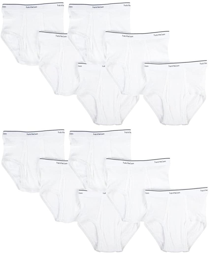 Fruit of the Loom 12-Pack Boys White 100% Cotton Briefs Kids Underwear ...